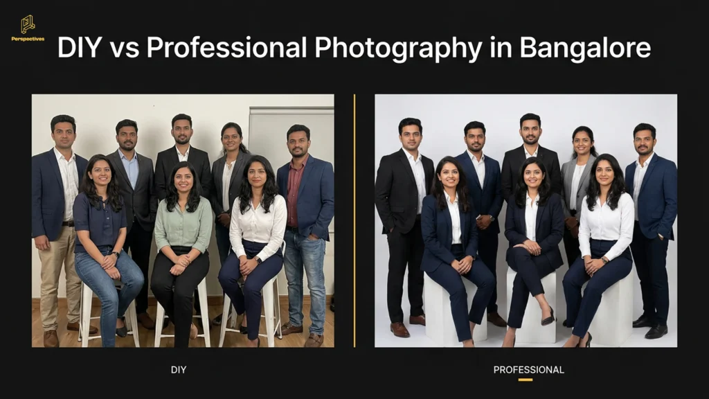 Professional photography Bangalore versus DIY team photo comparison