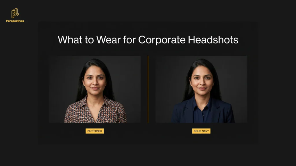 Before and after example of what to wear for corporate headshots